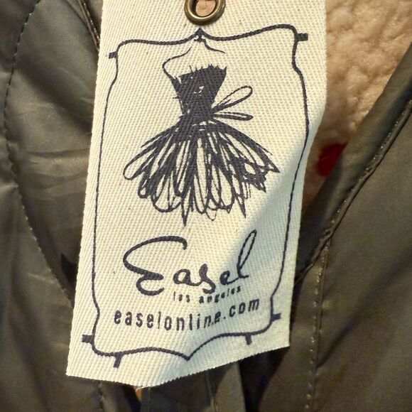 Easel Scribbly Stars Reversible Jacket Quilted Fleece Pockets Green Size Large - Picture 12 of 12